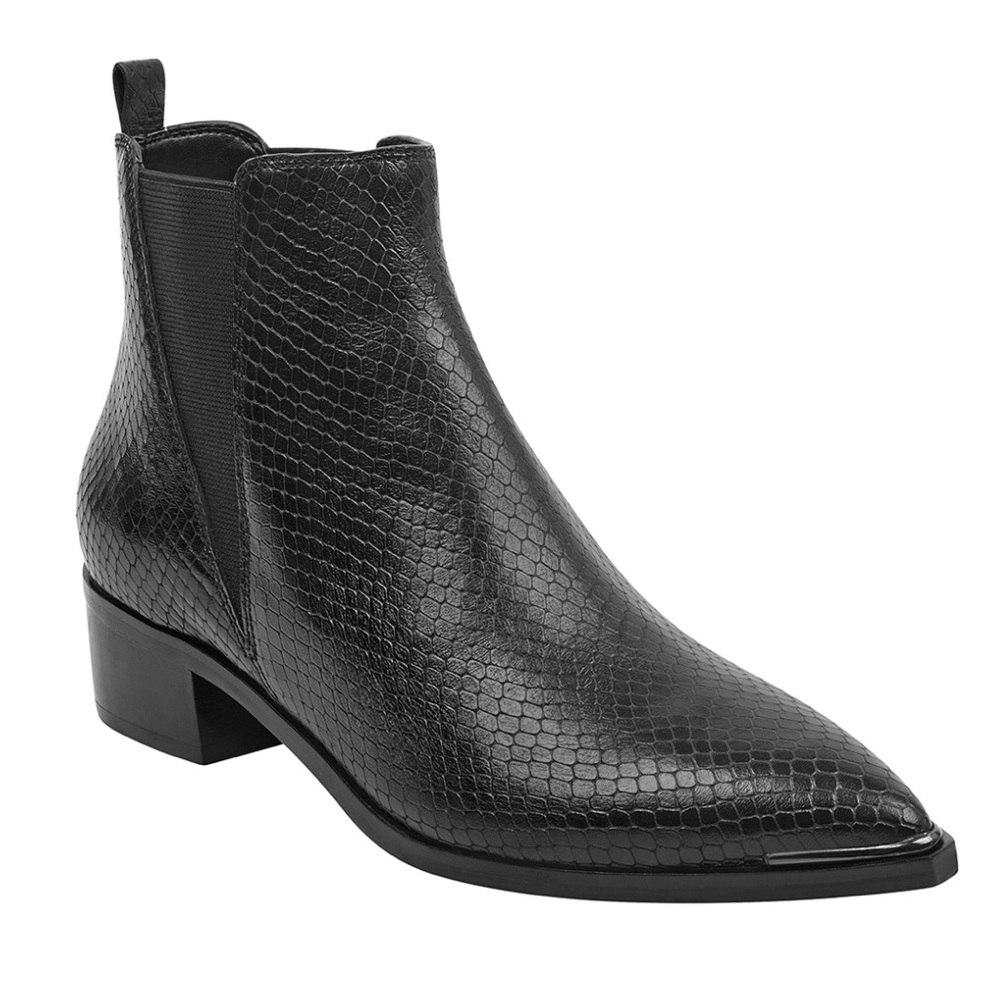 Marc Fisher Yale Pointy Toe Chelsea Boot in Black Snake Size 5